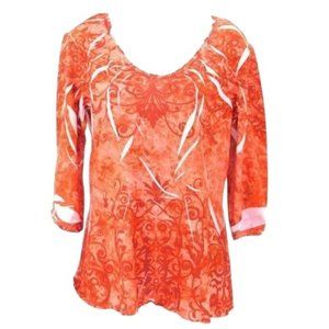 Jane Ashely  Burnt Orange 3/4 Sleeve Round Neck Tunic